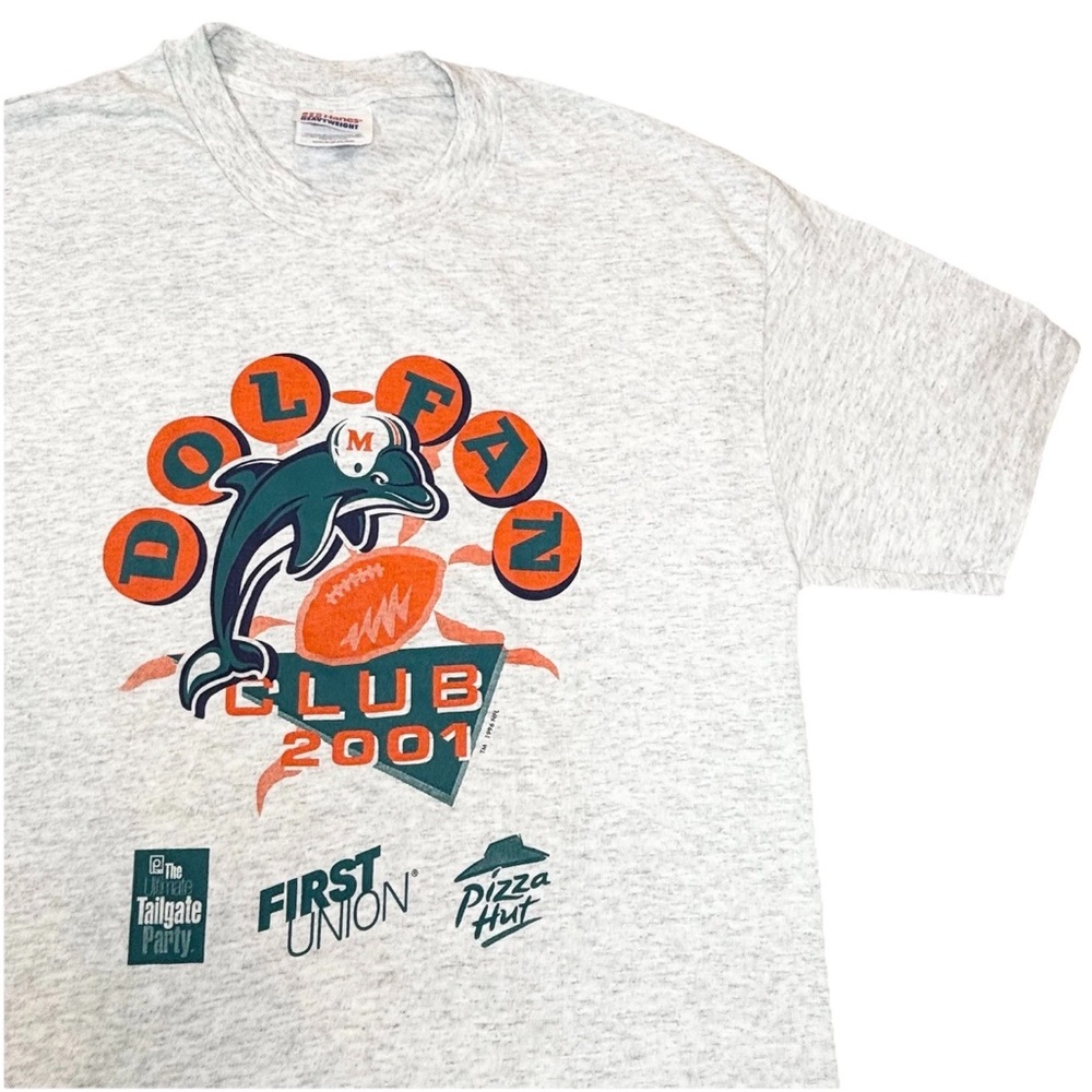 Vintage Miami Dolphins T Shirt Dol-fan Club 2001 Men’s‎ Medium Gray
